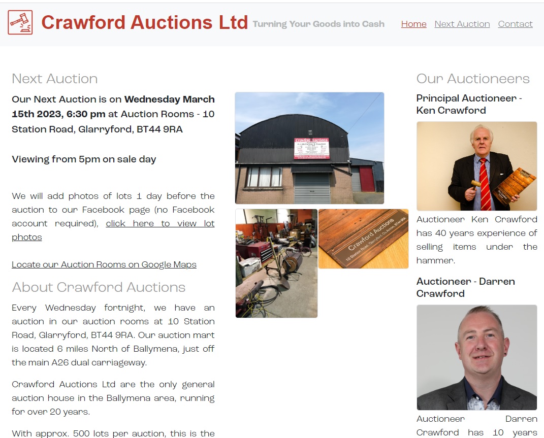 Crawford Auction website screenshot